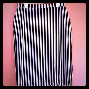 Striped Midi Pencil Skirt